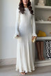 Mixiedress Bell Sleeves Back Lace-up Ruffle Trim Maxi Dress