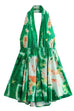 Mixiedress Deep V Neck Halter Backless Printed Mini Vacation Dress