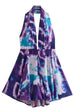 Mixiedress Deep V Neck Halter Backless Printed Mini Vacation Dress