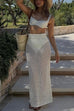 Mixiedress Elastic Waist Hollow Out Cover Up Maxi Skirt