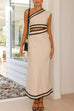 Mixiedress One Shoulder Cut Out Waist Ric Rac Color Block Maxi Dress