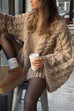 Mixiedress Round Neck Oversized Cable Knit Sweater