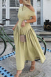 Mixiedress Elegant Asymmetric Shoulder Pleated Swing Maxi Dress