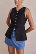 Mixiedress Single Breasted Pocketed Solid Vest