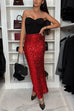 Mixiedress Christmas Party High Waist Sequin Bodycon Maxi Skirt