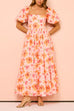 Mixiedress Square Neck Puff Sleeves Floral Print Ruffle Maxi Dress