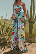 Mixiedress Floral Print Wide Leg Loose Overalls