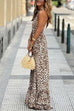 Mixiedress Halter Backless Leopard Ruffle Swing Maxi Dress