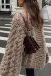 Mixiedress Round Neck Oversized Cable Knit Sweater