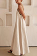 Mixiedress Adjustable Strap Backless Cotton Linen Maxi Dress