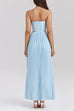 Mixiedress Strapless V Neck Pleated Corset Maxi Party Dress