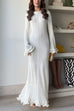 Mixiedress Bell Sleeves Back Lace-up Ruffle Trim Maxi Dress