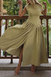 Mixiedress Elegant Asymmetric Shoulder Pleated Swing Maxi Dress