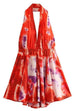 Mixiedress Deep V Neck Halter Backless Printed Mini Vacation Dress