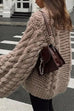 Mixiedress Round Neck Oversized Cable Knit Sweater