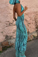 Mixiedress Cowl Neck Backless Tie Dye Hoodied Maxi Dress