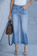 Mixiedress Patch Pocket Straight Wide Leg Cropped Jeans