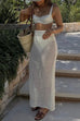 Mixiedress Elastic Waist Hollow Out Cover Up Maxi Skirt