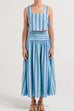 Mixiedress Striped Square Collar Crop Tank Top and Slit Maxi Skirt Set