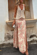 Lace-up High Slit Printed Maxi Skirt