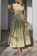 Mixiedress Elegant Asymmetric Shoulder Pleated Swing Maxi Dress