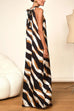 Mixiedress Tie Neck Sleeveless Color Block Printed Maxi Dress