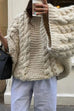 Mixiedress Round Neck Oversized Cable Knit Sweater