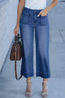 Mixiedress Patch Pocket Straight Wide Leg Cropped Jeans