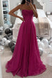 Mixiedress Spaghetti Strap Glittering Tulle Maxi Party Dress