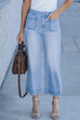 Mixiedress Patch Pocket Straight Wide Leg Cropped Jeans