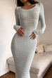 Mixiedress Long Sleeves Hollow Out Crochet Knit Midi Dress