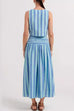 Mixiedress Striped Square Collar Crop Tank Top and Slit Maxi Skirt Set