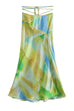 Mixiedress Tie Waist High Slit Tie Dye Maxi Skirt