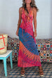 Mixiedress Ruffle Trim Halter Lace-up Backless Tie Dye Maxi Dress