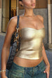 Mixiedress Strapless Metallic Crop Tube Top