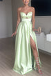 Mixiedress Strapless Cut Out Back Lace-up Slit Maxi Party Dress