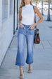 Mixiedress Patch Pocket Straight Wide Leg Cropped Jeans