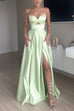 Mixiedress Strapless Cut Out Back Lace-up Slit Maxi Party Dress