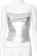 Mixiedress Strapless Metallic Crop Tube Top