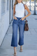 Mixiedress Patch Pocket Straight Wide Leg Cropped Jeans