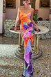 Mixiedress Spaghetti Strap Floral Print Bodycon Maxi Holiday Dress