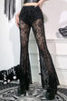 Mixiedress Elastic Waist Bell Bottomed Mesh Lace Pants