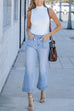 Mixiedress Patch Pocket Straight Wide Leg Cropped Jeans