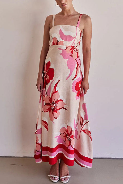 Mixiedress Empire Waist Floral Print Maxi Cami Dress