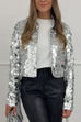 Mixiedress Open Front Cropped Sequin Jacket