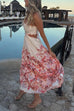 Mixiedress Back Lace-up Cut Out Floral Print A-line Maxi Cami Dress