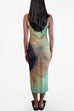 Mixiedress Sleeveless Gradient Tie Dye Bodycon Midi Dress