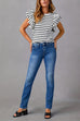 Mixiedress High Waist Straight Leg Stretchy Denim Pants