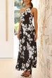 Mixiedress One Shoulder Ruched Cut Out Pleated Maxi Printed Dress