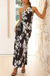 Mixiedress One Shoulder Ruched Cut Out Pleated Maxi Printed Dress